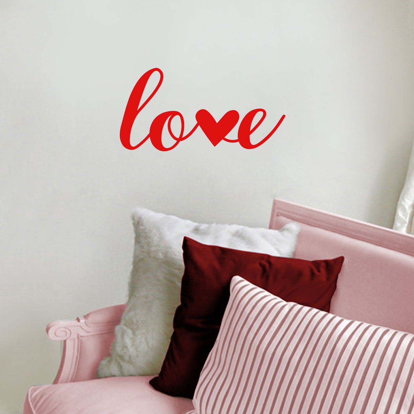 Valentines Day Vinyl Wall Art Decal - Love - 10" x 20" - Modern Love Heart Trendy Home Living Room Bedroom Sticker - Cute Indoor Outdoor Quote for Office Workplace Apartment Decor