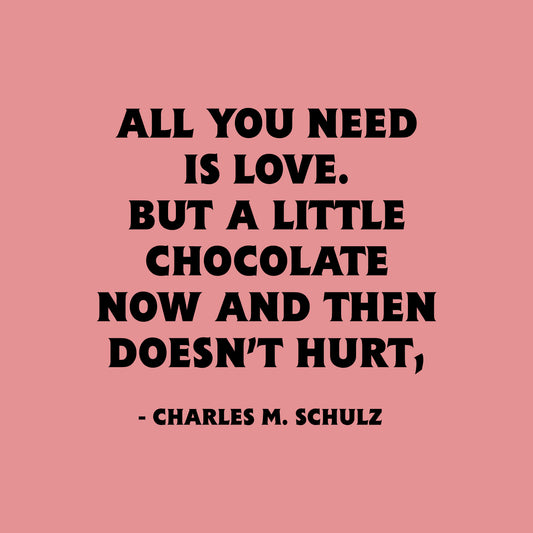 Valentines Day Vinyl Wall Art Decal - All You Need is Love But A Little Chocolate Now and Then - 14" x 23" - Charles M Schulz Valentine’s Home Bedroom Living Room Apartment Decor