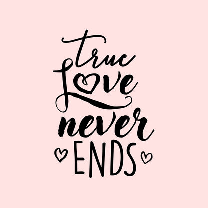 Valentines Day Vinyl Wall Art Decal - True Love Never Ends - 31" x 21" - Valentine’s Home Living Room Bedroom Sticker - Indoor Outdoor Positive Household Couples Apartment Decor