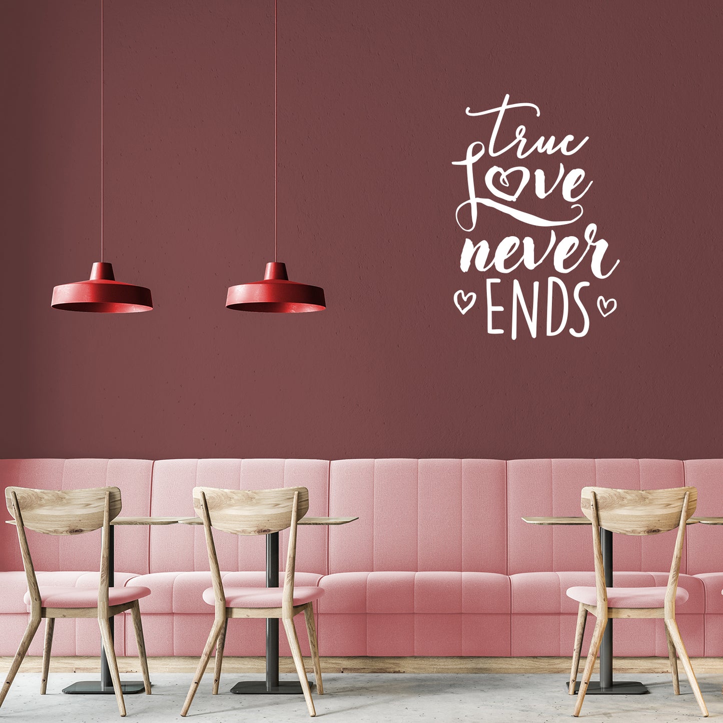 Valentines Day Vinyl Wall Art Decal - True Love Never Ends - 31" x 21" - Valentine’s Home Living Room Bedroom Sticker - Indoor Outdoor Positive Household Couples Apartment Decor