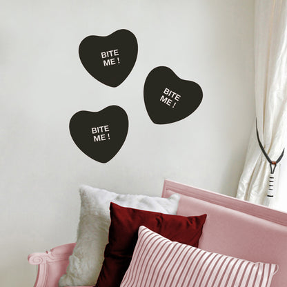 Valentines Day Vinyl Wall Art Decal - Bite Me Heart Candy - 10" x 11" - Valentine’s Home Living Room Bedroom Sticker - Indoor Outdoor Positive Household Couples Apartment Decor