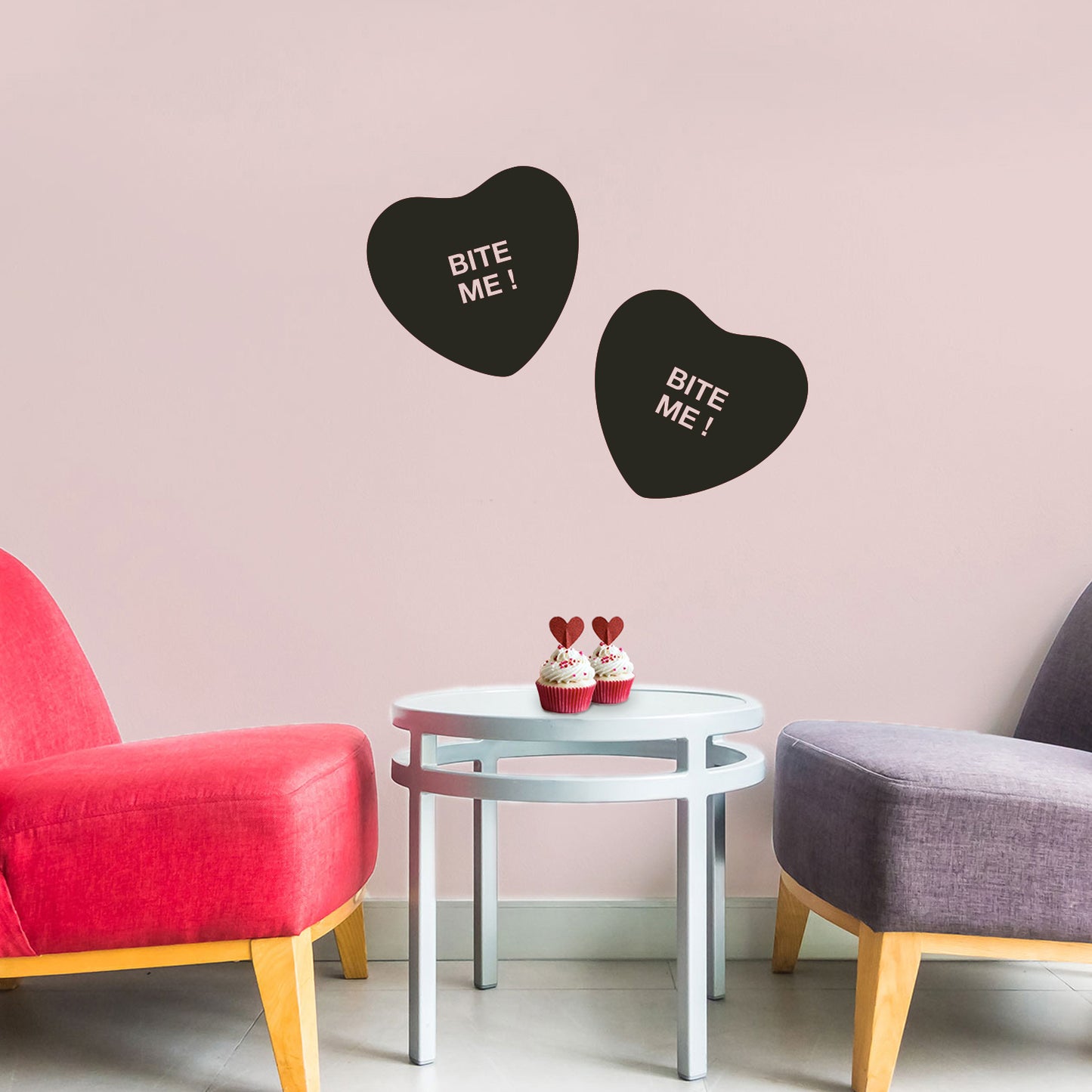 Valentines Day Vinyl Wall Art Decal - Bite Me Heart Candy - 10" x 11" - Valentine’s Home Living Room Bedroom Sticker - Indoor Outdoor Positive Household Couples Apartment Decor