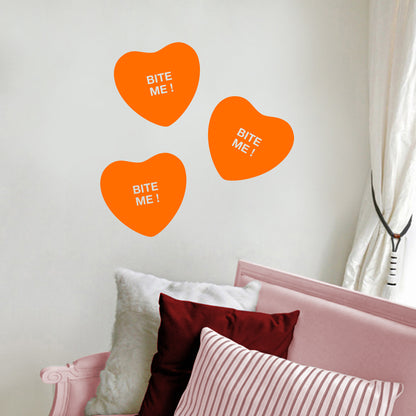 Valentines Day Vinyl Wall Art Decal - Bite Me Heart Candy - 10" x 11" - Valentine’s Home Living Room Bedroom Sticker - Indoor Outdoor Positive Household Couples Apartment Decor