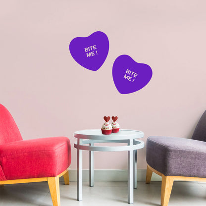 Valentines Day Vinyl Wall Art Decal - Bite Me Heart Candy - 10" x 11" - Valentine’s Home Living Room Bedroom Sticker - Indoor Outdoor Positive Household Couples Apartment Decor