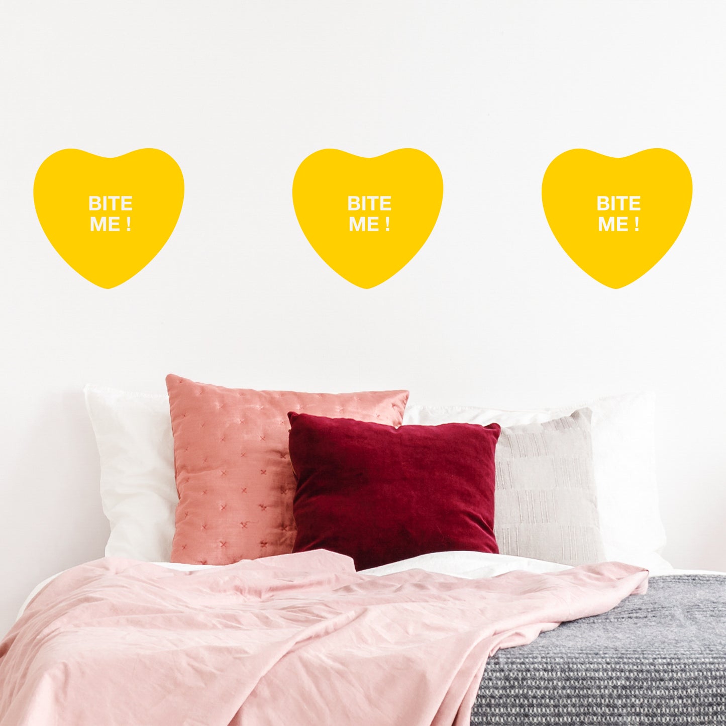 Valentines Day Vinyl Wall Art Decal - Bite Me Heart Candy - 10" x 11" - Valentine’s Home Living Room Bedroom Sticker - Indoor Outdoor Positive Household Couples Apartment Decor