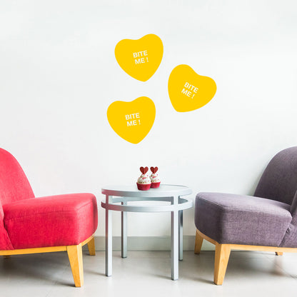 Valentines Day Vinyl Wall Art Decal - Bite Me Heart Candy - 10" x 11" - Valentine’s Home Living Room Bedroom Sticker - Indoor Outdoor Positive Household Couples Apartment Decor