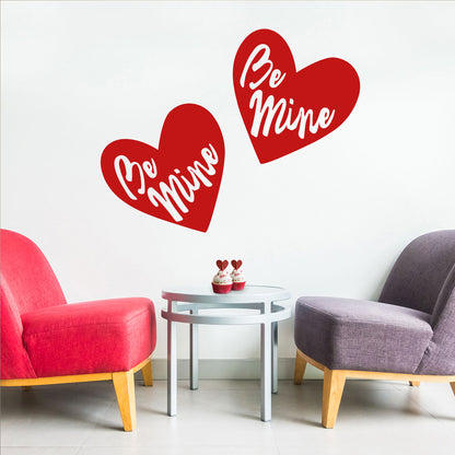 Valentines Day Vinyl Wall Art Decal - Be Mine - 22.5" x 22.5" - Valentine’s Heart Home Living Room Bedroom Sticker - Cute Couples Indoor Outdoor Apartment Coffee Shop Decor