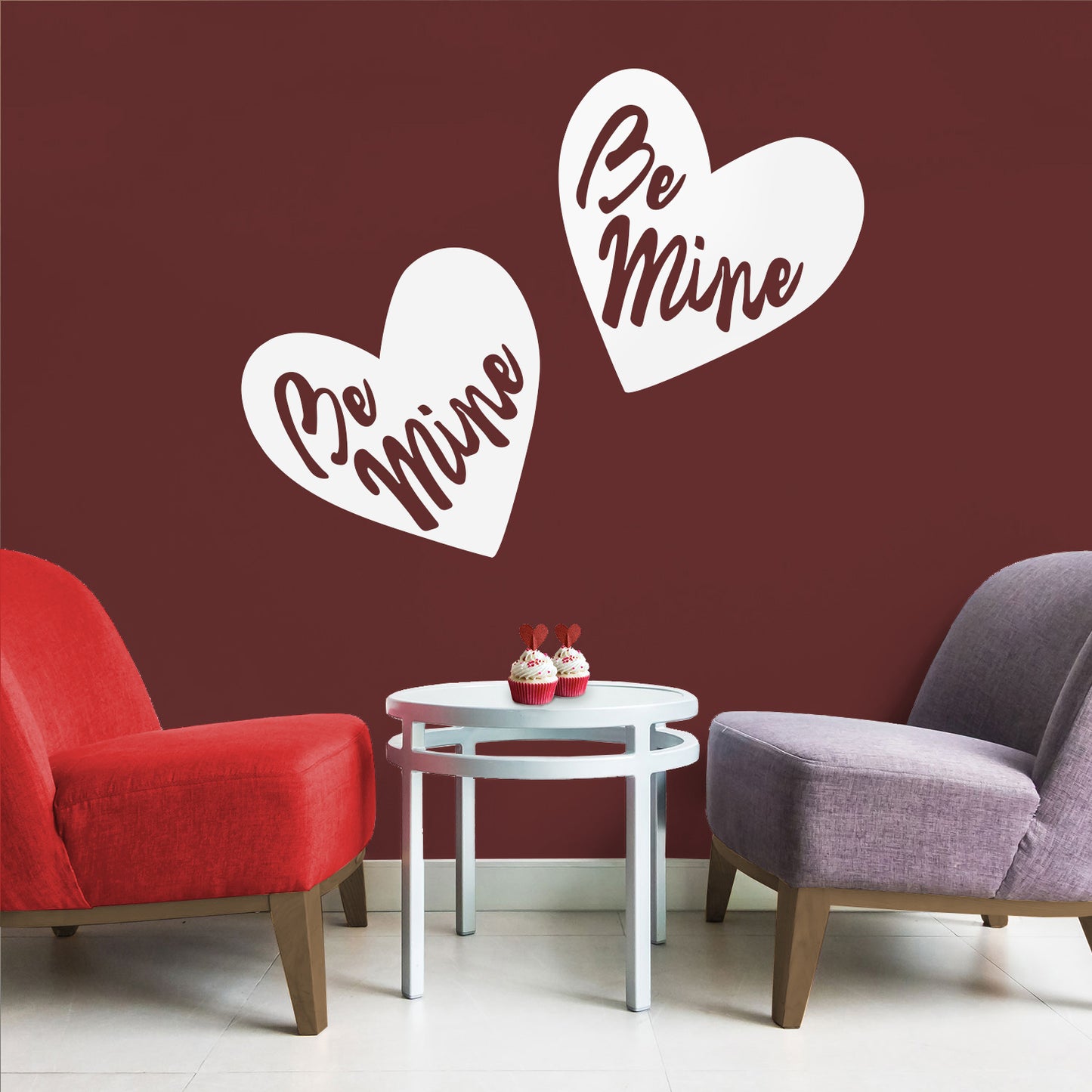 Valentines Day Vinyl Wall Art Decal - Be Mine - 22.5" x 22.5" - Valentine’s Heart Home Living Room Bedroom Sticker - Cute Couples Indoor Outdoor Apartment Coffee Shop Decor