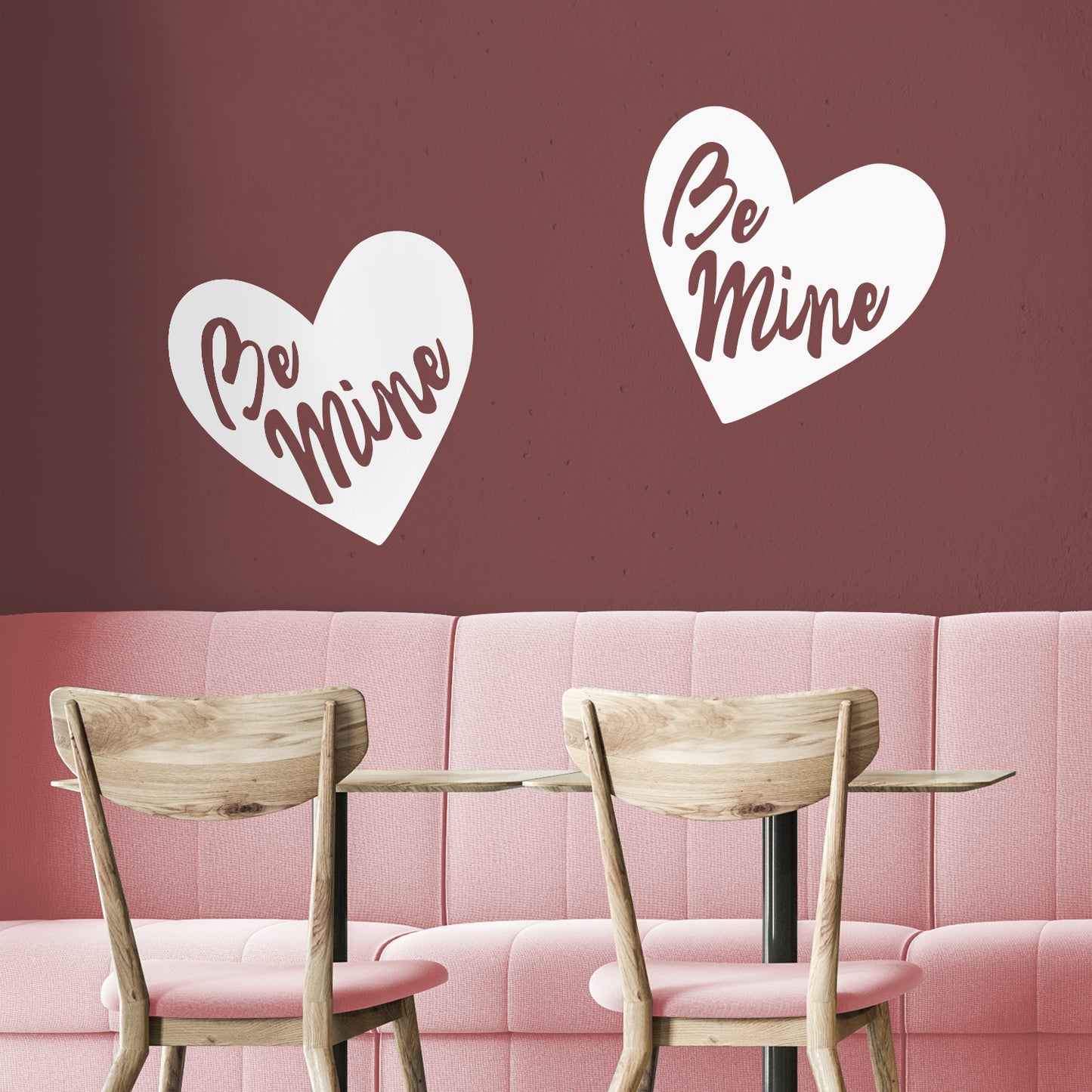 Valentines Day Vinyl Wall Art Decal - Be Mine - 22.5" x 22.5" - Valentine’s Heart Home Living Room Bedroom Sticker - Cute Couples Indoor Outdoor Apartment Coffee Shop Decor