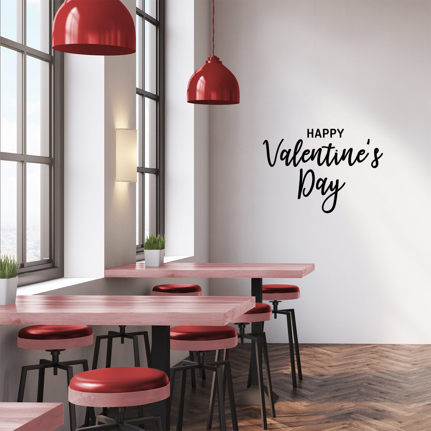 Valentines Day Vinyl Wall Art Decal - Happy Valentine’s Day - 16" x 23" - Modern Quote Home Living Room Bedroom Sticker - Trendy Indoor Outdoor Apartment Office Work Store Decor