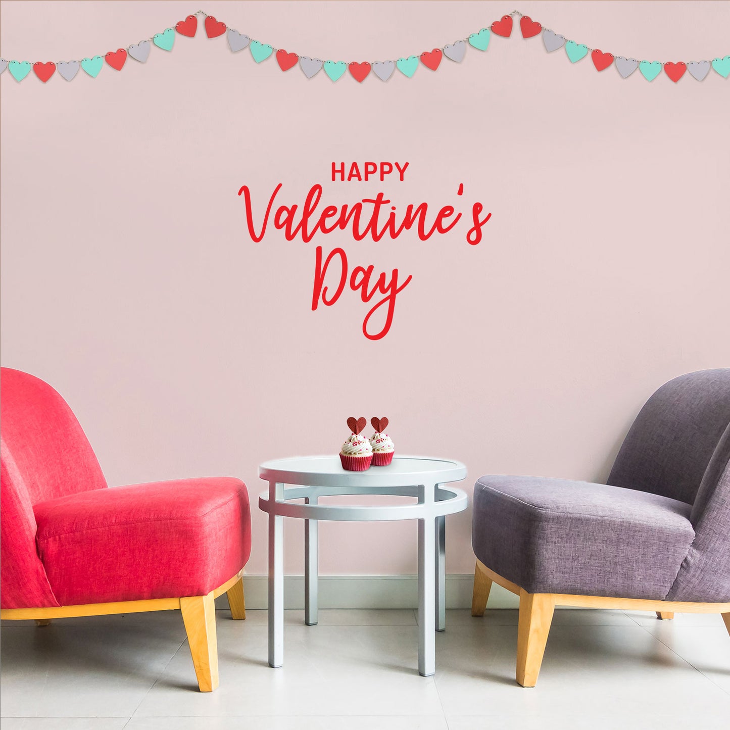 Valentines Day Vinyl Wall Art Decal - Happy Valentine’s Day - 16" x 23" - Modern Quote Home Living Room Bedroom Sticker - Trendy Indoor Outdoor Apartment Office Work Store Decor