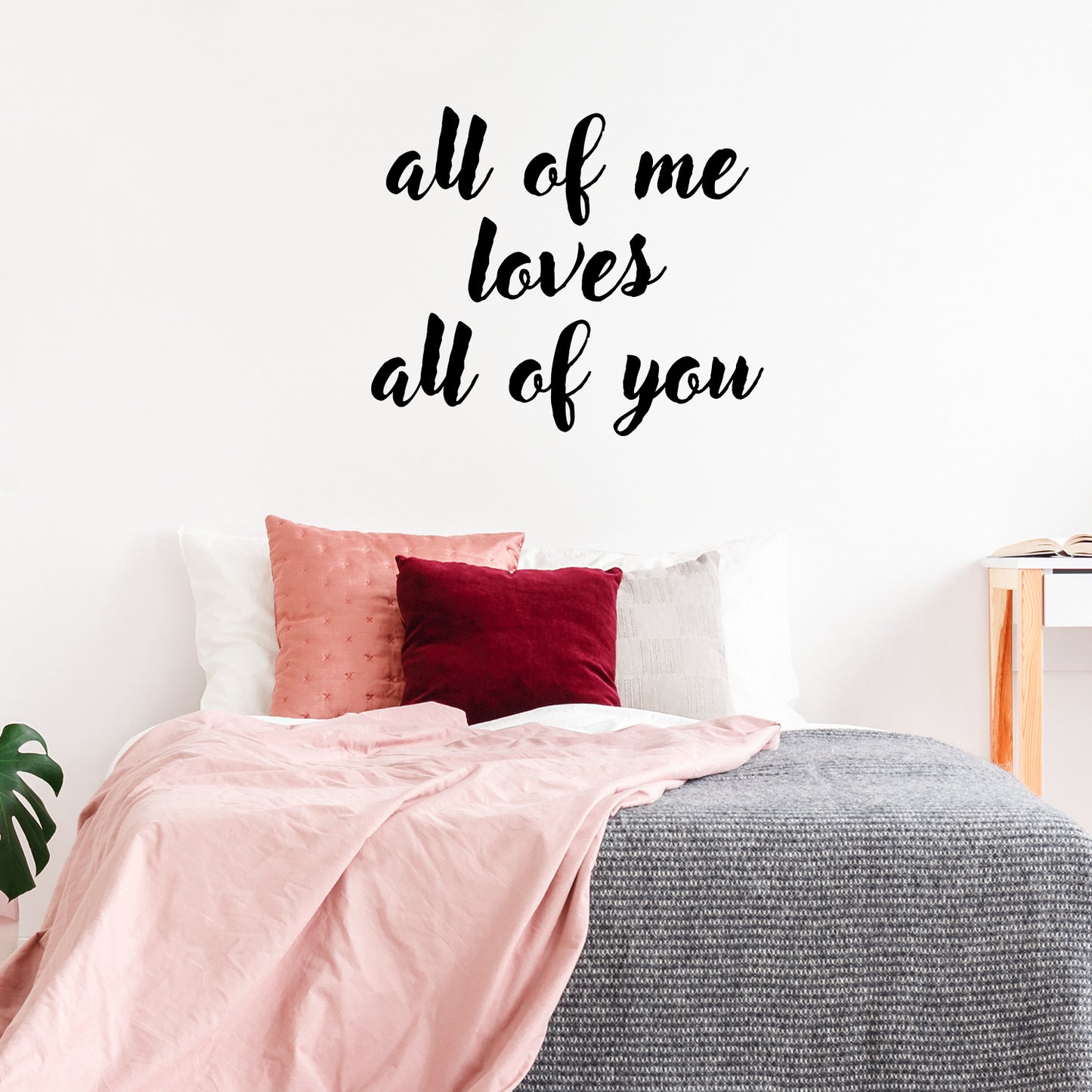 Valentines Day Vinyl Wall Art Decal - All of Me Loves All of You - 19" x 23" - Modern Quote Home Living Room Bedroom Sticker - Trendy Couples Indoor Outdoor Apartment Decor