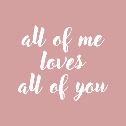 Valentines Day Vinyl Wall Art Decal - All of Me Loves All of You - 19" x 23" - Modern Quote Home Living Room Bedroom Sticker - Trendy Couples Indoor Outdoor Apartment Decor