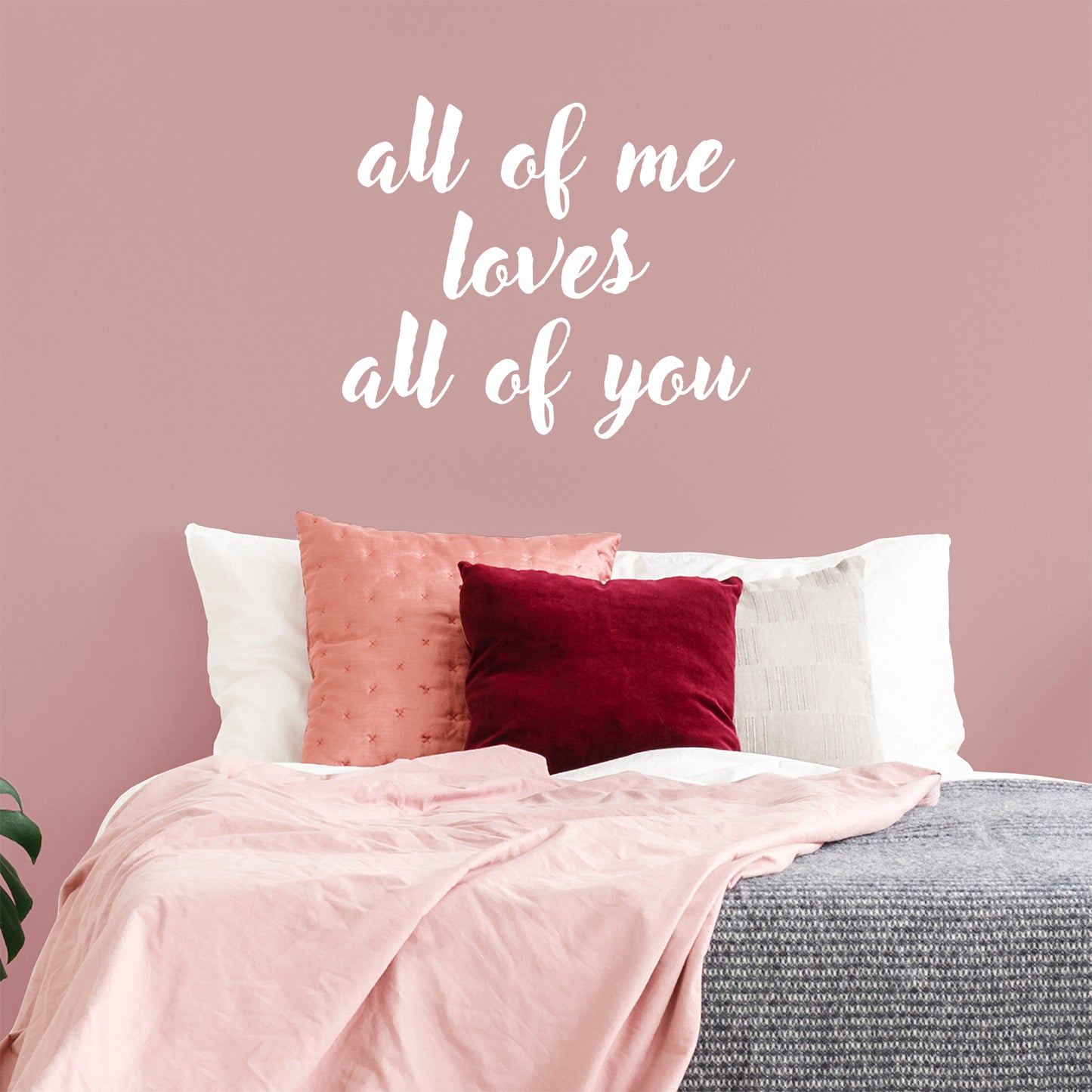 Valentines Day Vinyl Wall Art Decal - All of Me Loves All of You - 19" x 23" - Modern Quote Home Living Room Bedroom Sticker - Trendy Couples Indoor Outdoor Apartment Decor