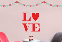 Valentines Day Vinyl Wall Art Decal - Love - 24" x 23" - Valentine’s Cute Quote for Home Living Room Bedroom Sticker - Trendy Couples Indoor Outdoor Apartment Office Work Decor
