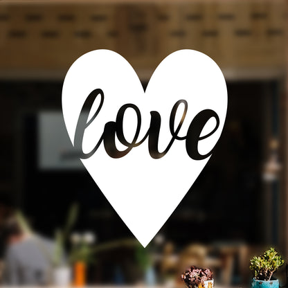 Valentines Day Vinyl Wall Art Decal - Love in Cursive - 23" x 20" - Valentine’s Heart Decor for Home Living Room Bedroom Sticker - Trendy Indoor Outdoor Apartment Office Work