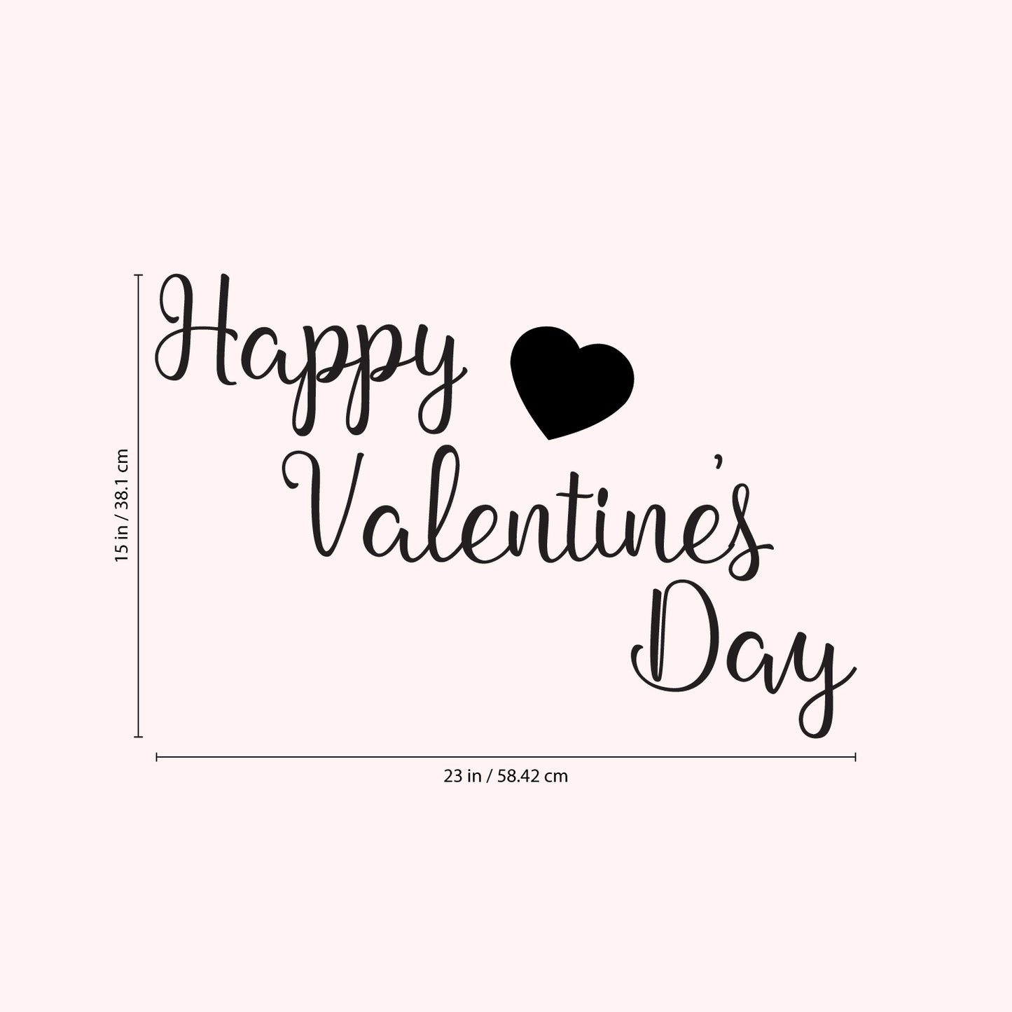 Valentines Day Vinyl Wall Art Decal - Happy Valentine’s Day - 15" x 23" - Valentine’s Lovers Heart Decor Romantic Couples Home Living Room Bedroom Apartment Indoor Work Sticker