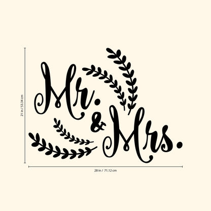 Valentines Day Vinyl Wall Art Decal - Mr & Mrs - 21" x 28" - Valentine’s Lovers Charming Decor for Romantic Married Couples Home Living Room Bedroom Apartment Indoor Sticker