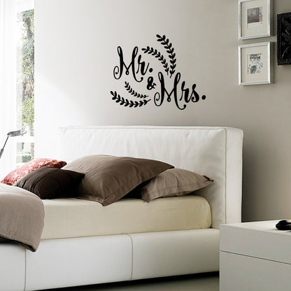 Valentines Day Vinyl Wall Art Decal - Mr & Mrs - 21" x 28" - Valentine’s Lovers Charming Decor for Romantic Married Couples Home Living Room Bedroom Apartment Indoor Sticker