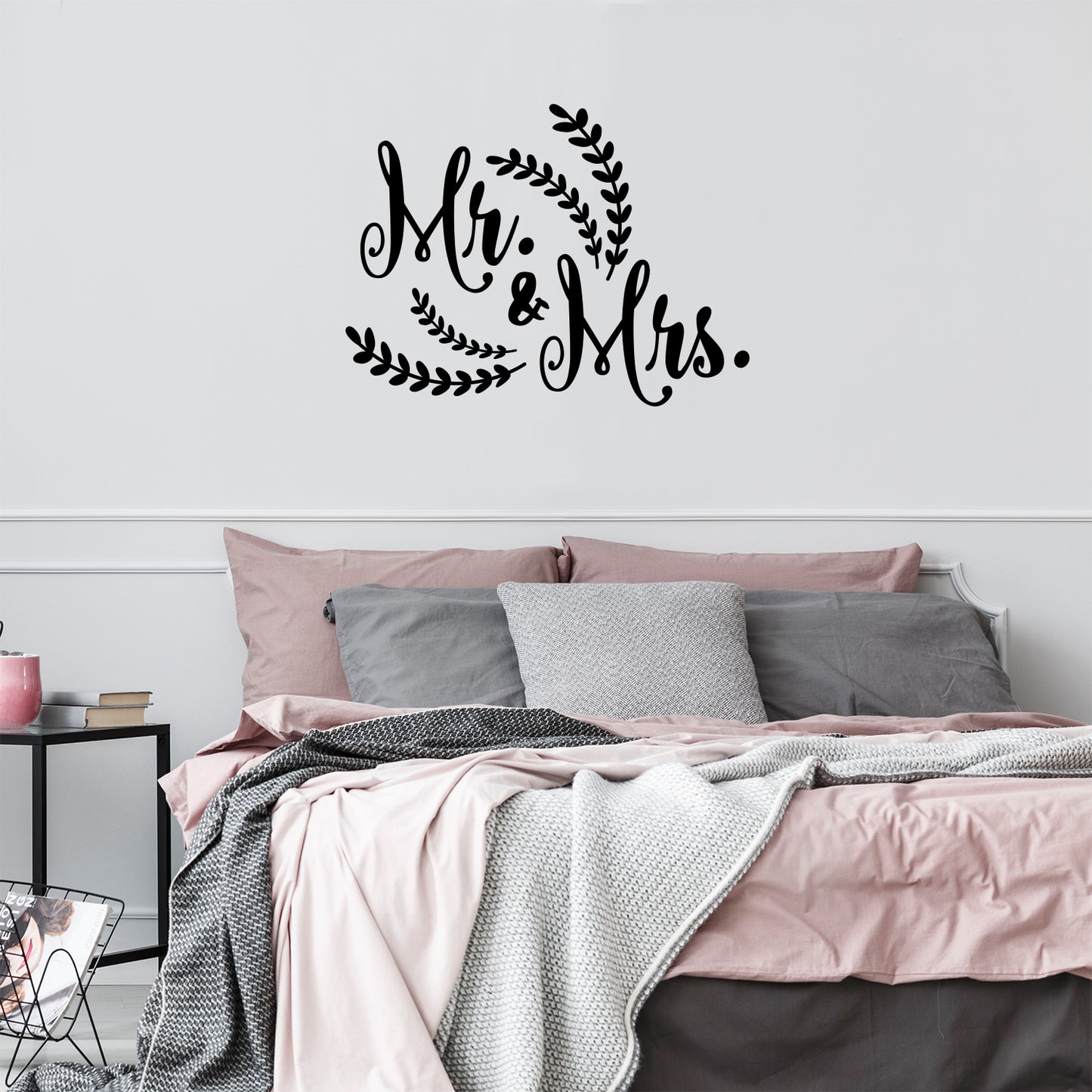 Valentines Day Vinyl Wall Art Decal - Mr & Mrs - 21" x 28" - Valentine’s Lovers Charming Decor for Romantic Married Couples Home Living Room Bedroom Apartment Indoor Sticker