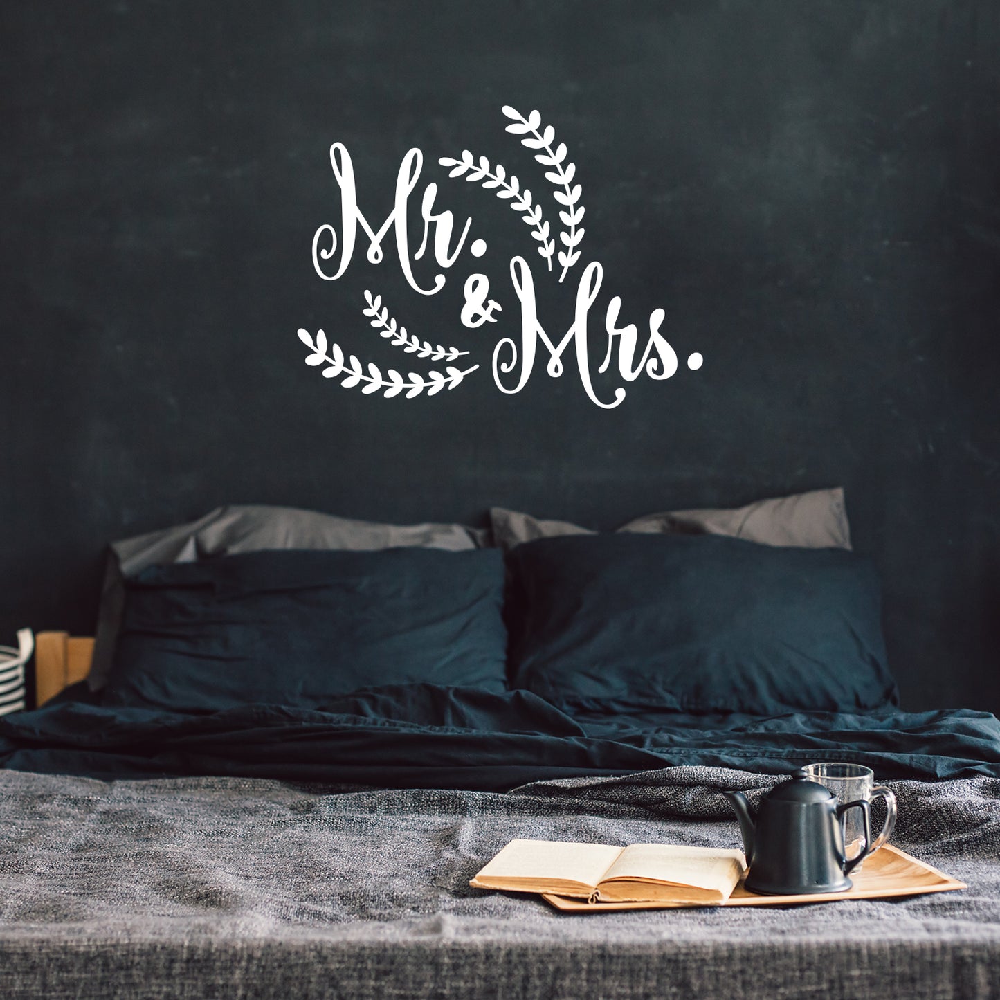 Valentines Day Vinyl Wall Art Decal - Mr & Mrs - 21" x 28" - Valentine’s Lovers Charming Decor for Romantic Married Couples Home Living Room Bedroom Apartment Indoor Sticker