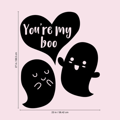 Valentines Day Vinyl Wall Art Decal - You’re My Boo - 27" x 23" - Valentine’s Ghosts Lovers Hearts Decor Cute Romantic Couples Home Living Room Bedroom Apartment Indoor Sticker