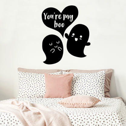 Valentines Day Vinyl Wall Art Decal - You’re My Boo - 27" x 23" - Valentine’s Ghosts Lovers Hearts Decor Cute Romantic Couples Home Living Room Bedroom Apartment Indoor Sticker