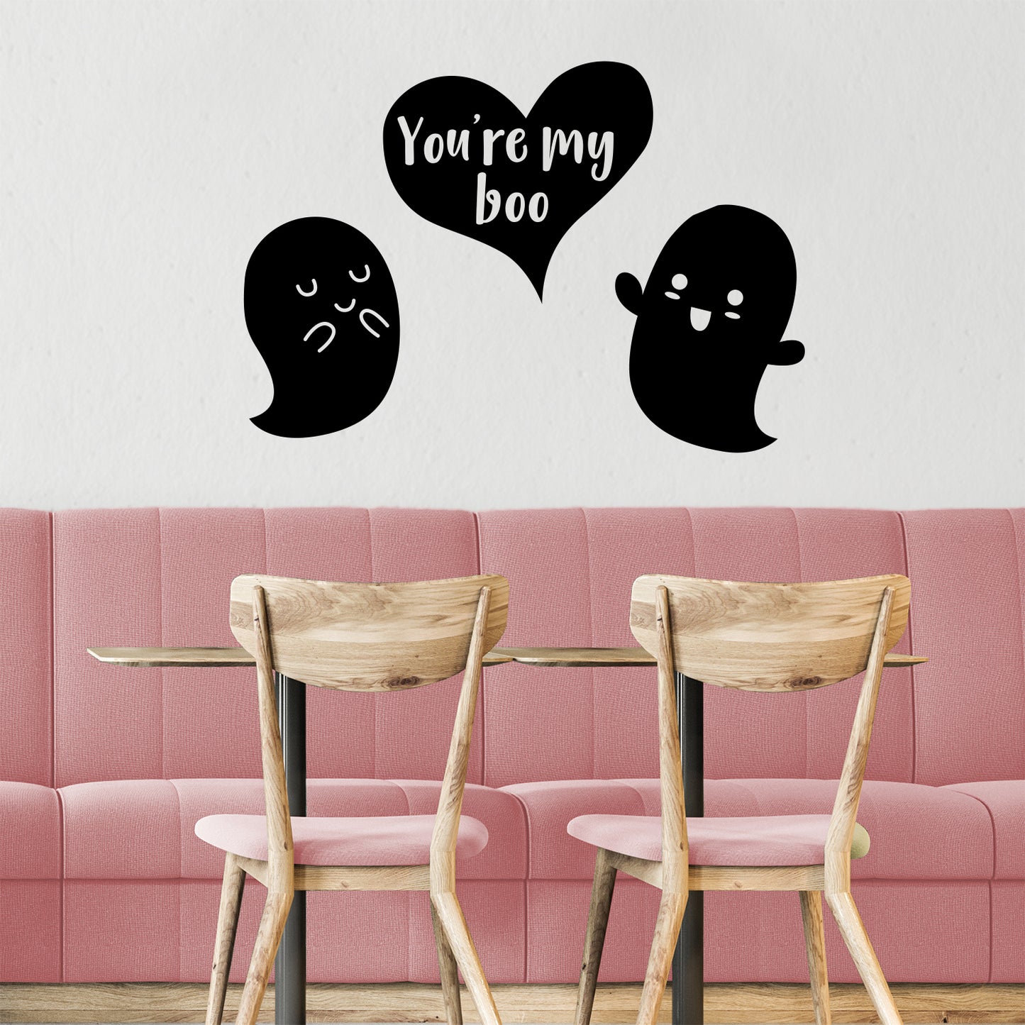 Valentines Day Vinyl Wall Art Decal - You’re My Boo - 27" x 23" - Valentine’s Ghosts Lovers Hearts Decor Cute Romantic Couples Home Living Room Bedroom Apartment Indoor Sticker