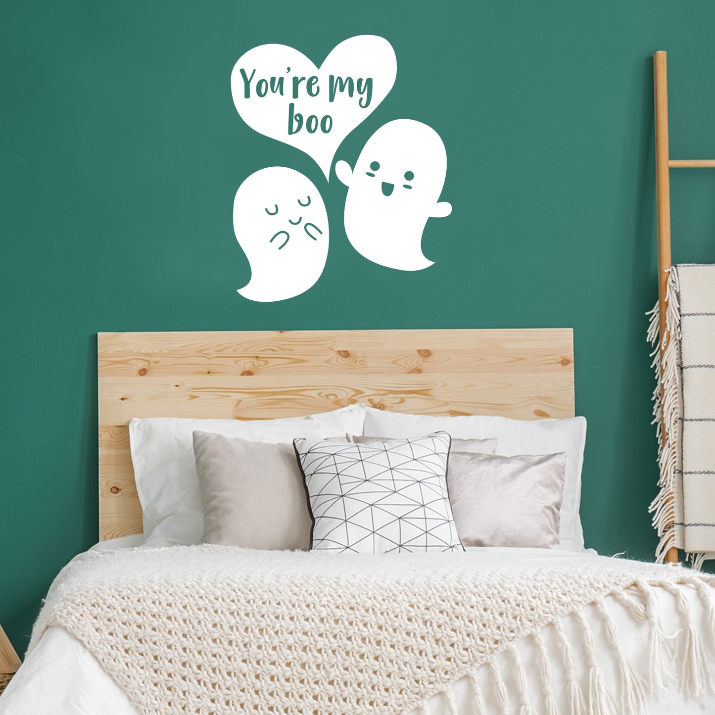 Valentines Day Vinyl Wall Art Decal - You’re My Boo - 27" x 23" - Valentine’s Ghosts Lovers Hearts Decor Cute Romantic Couples Home Living Room Bedroom Apartment Indoor Sticker