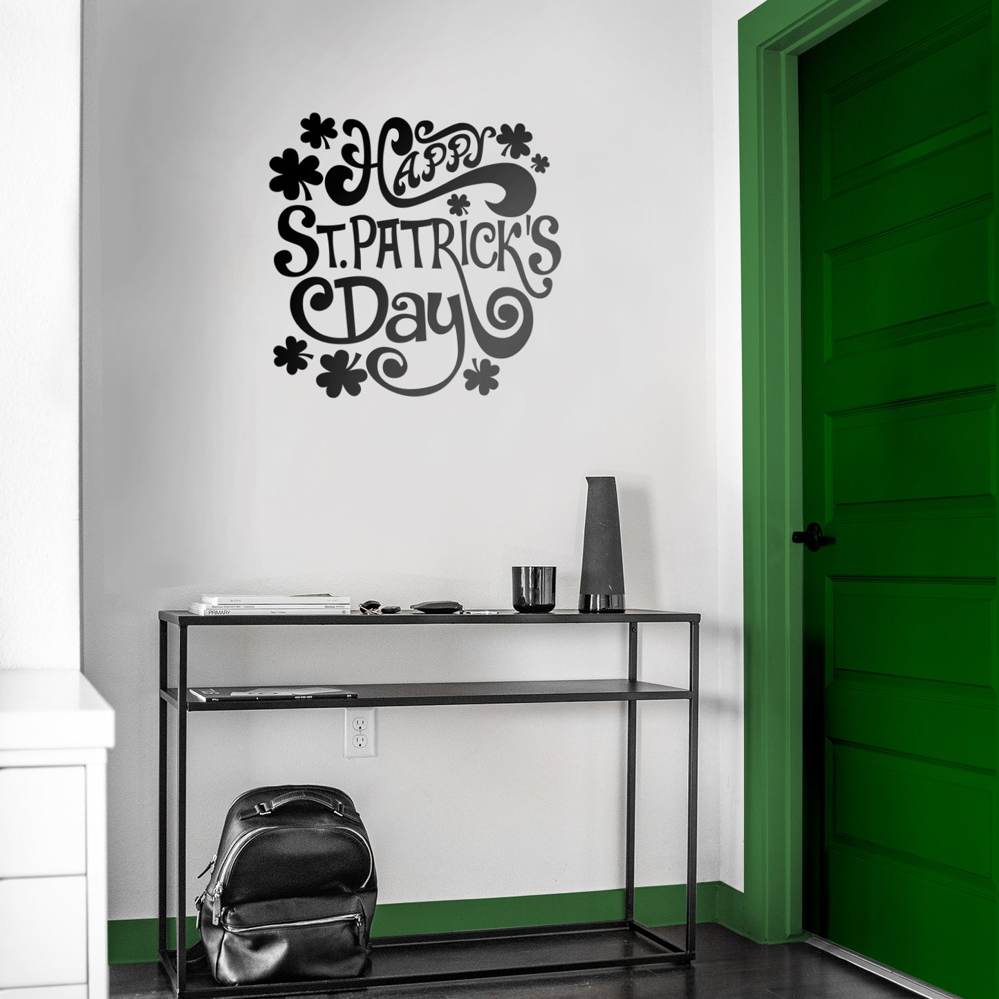 St Patrick’s Day Vinyl Wall Art Decal - Happy St Patrick’s Day - 22" x 23" - St Patty’s Holiday Home Living Room Bedroom Workplace Sticker - Indoor Outdoor Office Apartment Decor