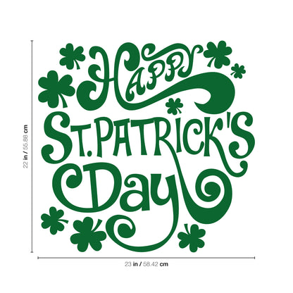 St Patrick’s Day Vinyl Wall Art Decal - Happy St Patrick’s Day - 22" x 23" - St Patty’s Holiday Home Living Room Bedroom Workplace Sticker - Indoor Outdoor Office Apartment Decor