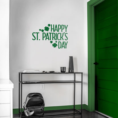 St Patrick’s Day Vinyl Wall Art Decal - Happy St Patrick’s Day - 16" x 23" - St Patty’s Holiday Home Living Room Bedroom Sticker - Indoor Outdoor Office Workplace Apartment Decor