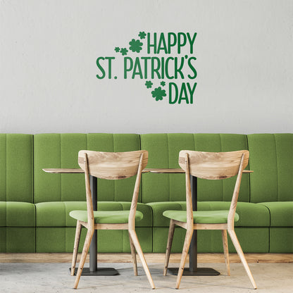 St Patrick’s Day Vinyl Wall Art Decal - Happy St Patrick’s Day - 16" x 23" - St Patty’s Holiday Home Living Room Bedroom Sticker - Indoor Outdoor Office Workplace Apartment Decor