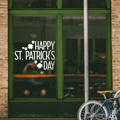 St Patrick’s Day Vinyl Wall Art Decal - Happy St Patrick’s Day - 16" x 23" - St Patty’s Holiday Home Living Room Bedroom Sticker - Indoor Outdoor Office Workplace Apartment Decor