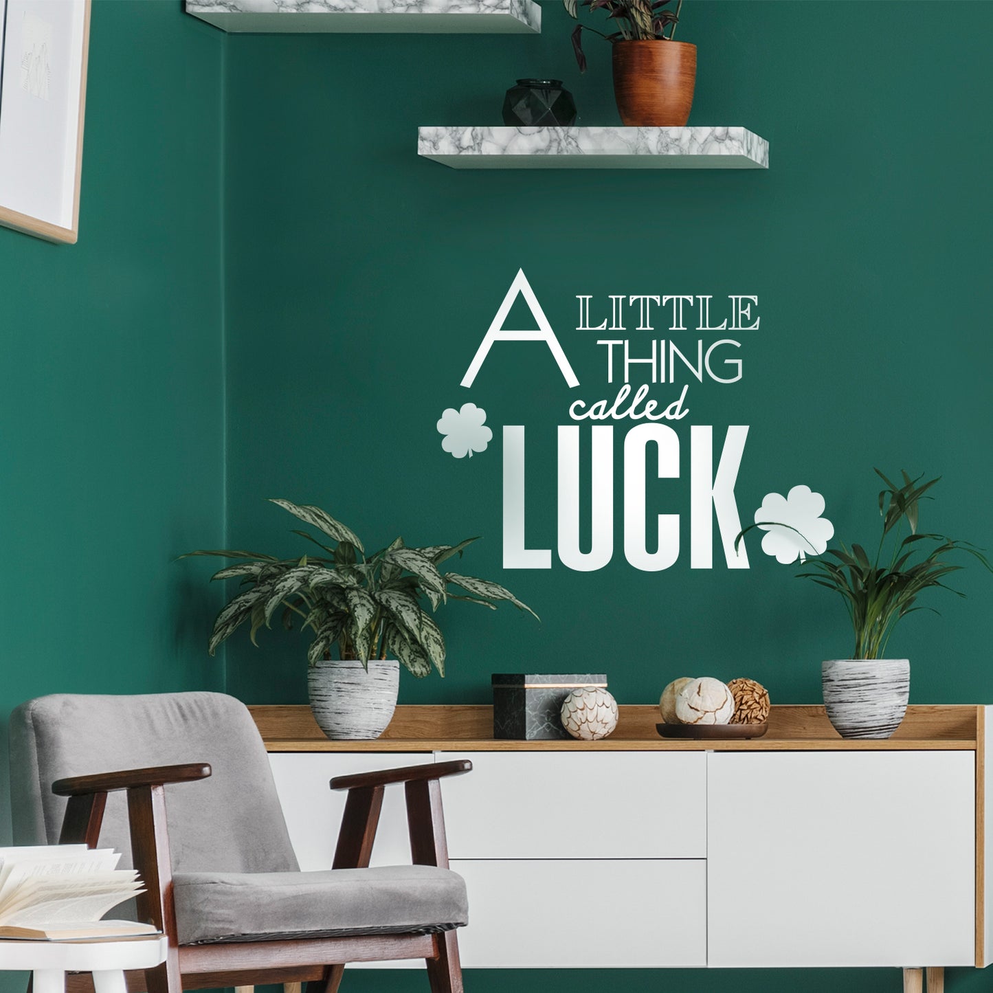 St Patrick’s Day Vinyl Wall Art Decal - A Little Thing Called Luck - 18" x 23" - St Patty’s Holiday Home Living Room Bedroom Sticker - Indoor Outdoor Workplace Apartment Decor