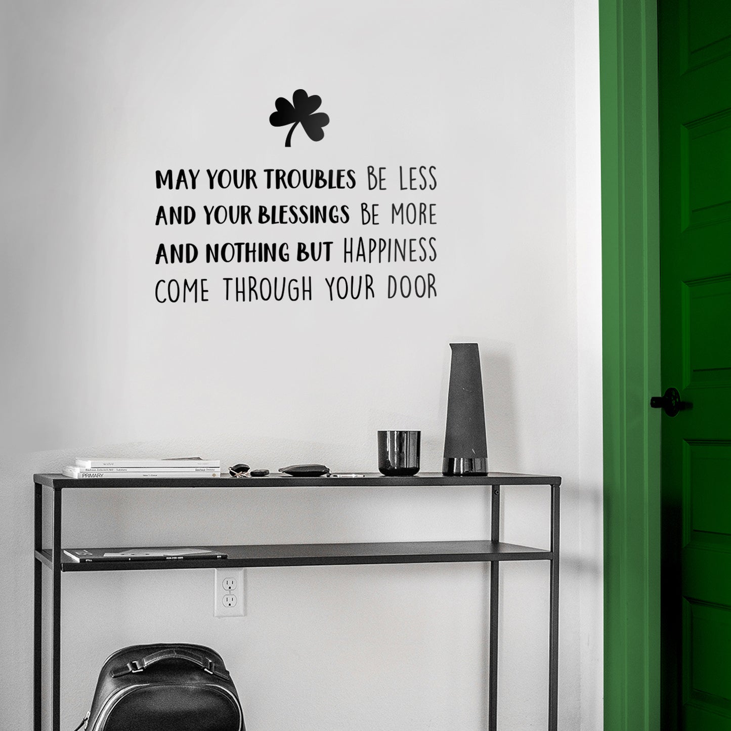 St Patrick’s Day Vinyl Wall Art Decal - May Your Troubles Be Less - 17" x 22.5" - St Patty’s Holiday Home Living Room Bedroom Sticker - Office Workplace Apartment Door Decor