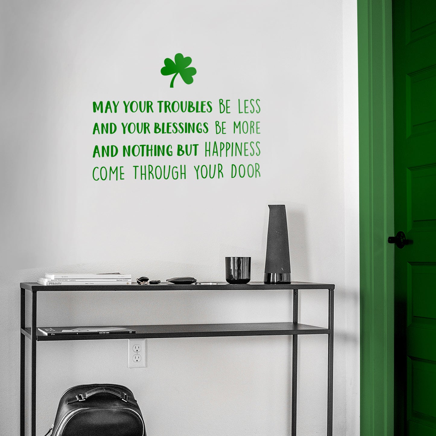 St Patrick’s Day Vinyl Wall Art Decal - May Your Troubles Be Less - 17" x 22.5" - St Patty’s Holiday Home Living Room Bedroom Sticker - Office Workplace Apartment Door Decor