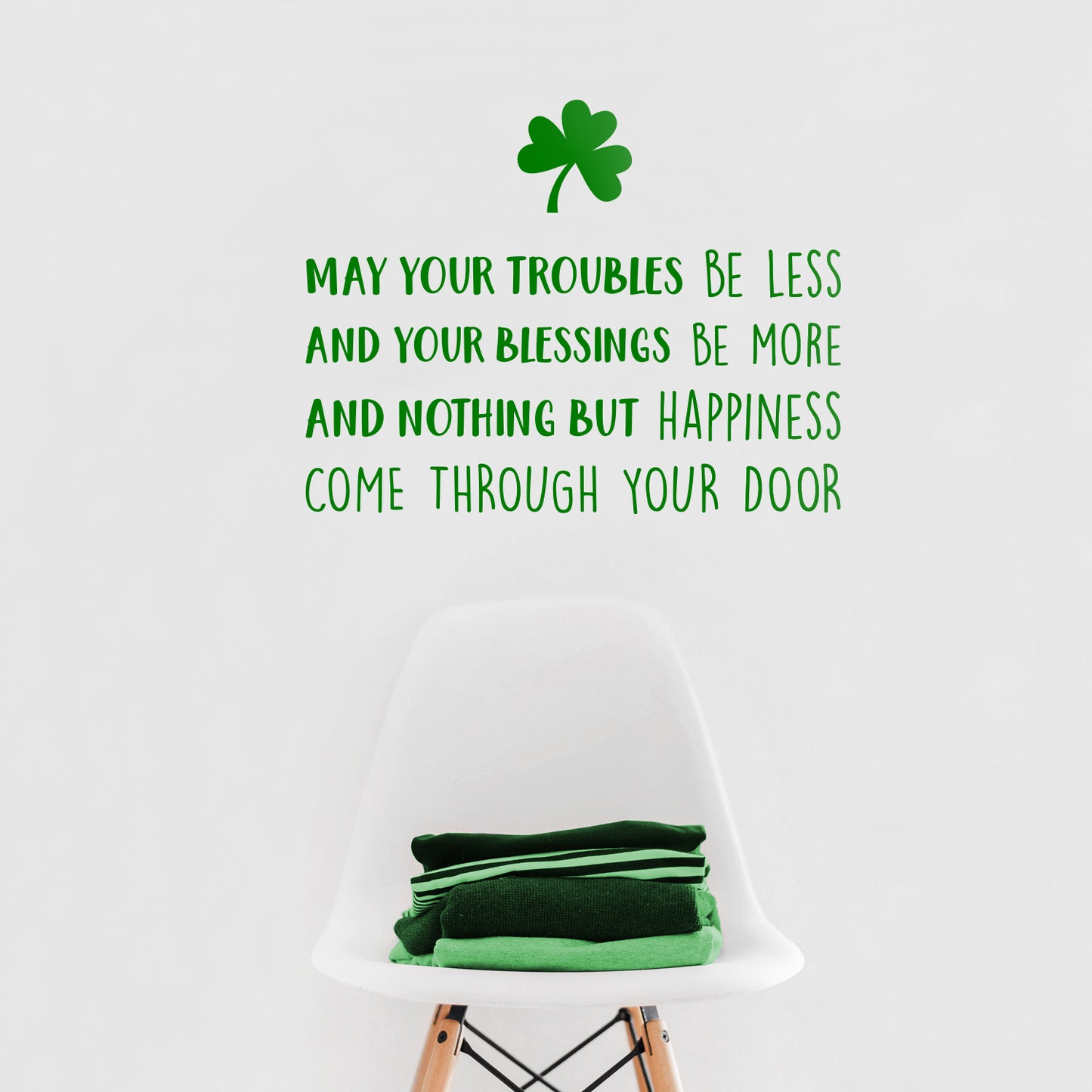 St Patrick’s Day Vinyl Wall Art Decal - May Your Troubles Be Less - 17" x 22.5" - St Patty’s Holiday Home Living Room Bedroom Sticker - Office Workplace Apartment Door Decor