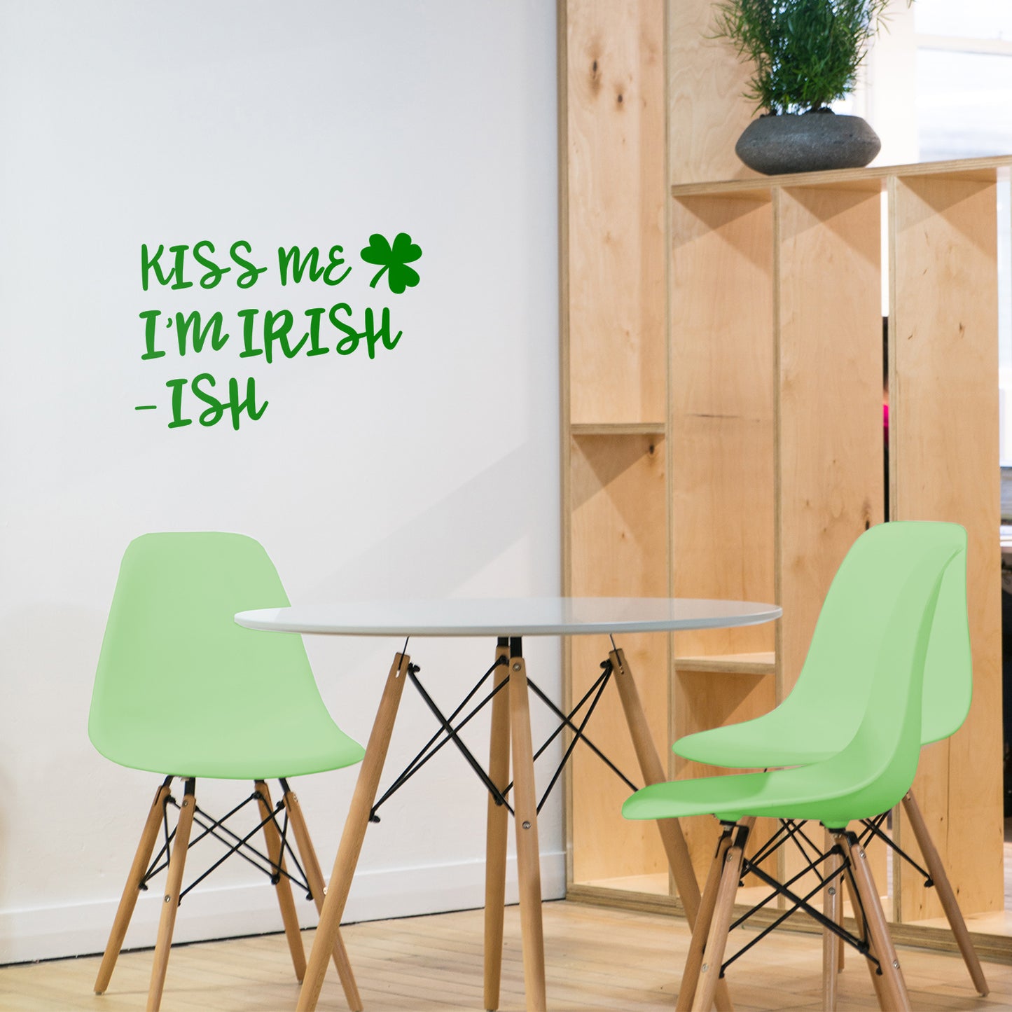 St Patrick’s Day Vinyl Wall Art Decal - Kiss Me I’m Irish -Ish - 17" x 22.5" - St Patty’s Holiday Funny Home Living Room Bedroom Sticker - Humorous Quote for Apartment Decor