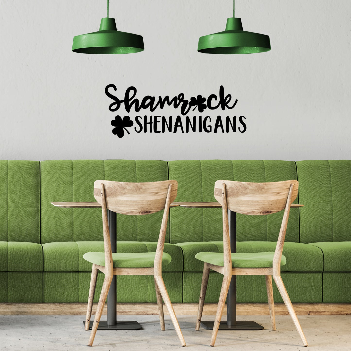 St Patrick’s Day Vinyl Wall Art Decal - Shamrock Shenanigans - 11" x 29" - St Patty’s Fun Holiday Coffee Shop Bar Home Living Room Bedroom Office Work Apartment Decor Sticker