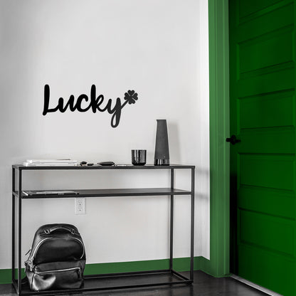 St Patrick’s Day Vinyl Wall Art Decal - Lucky Clover - 10" x 22.5" - St Patty’s Holiday Modern Coffee Shop Home Living Room Bedroom - Trendy Office Work Apartment Indoor Decor