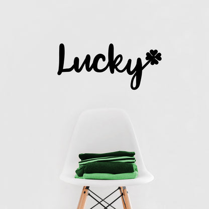 St Patrick’s Day Vinyl Wall Art Decal - Lucky Clover - 10" x 22.5" - St Patty’s Holiday Modern Coffee Shop Home Living Room Bedroom - Trendy Office Work Apartment Indoor Decor