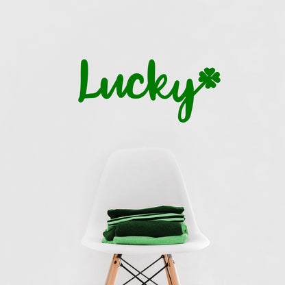 St Patrick’s Day Vinyl Wall Art Decal - Lucky Clover - 10" x 22.5" - St Patty’s Holiday Modern Coffee Shop Home Living Room Bedroom - Trendy Office Work Apartment Indoor Decor