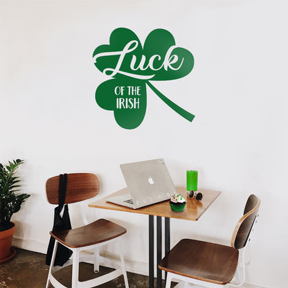 St Patrick’s Day Vinyl Wall Art Decal - Luck of The Irish - 23" x 23" - St Patty’s Holiday Modern Coffee Shop Home Living Room Bedroom - Trendy Office Work Apartment Indoor Decor