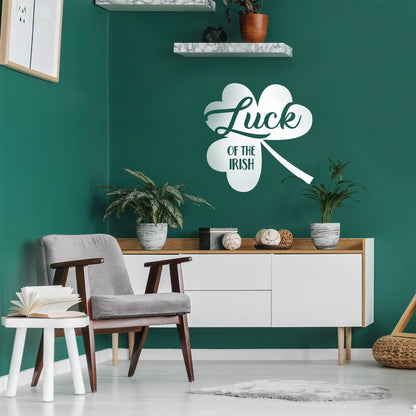 St Patrick’s Day Vinyl Wall Art Decal - Luck of The Irish - 23" x 23" - St Patty’s Holiday Modern Coffee Shop Home Living Room Bedroom - Trendy Office Work Apartment Indoor Decor