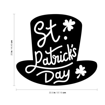 St Patrick’s Day Vinyl Wall Art Decal - St Patrick’s Day Hat Only - 20" x 22.5" - St Patty’s Holiday Modern Coffee Shop Home Living Room Bedroom Apartment Office Work Decor