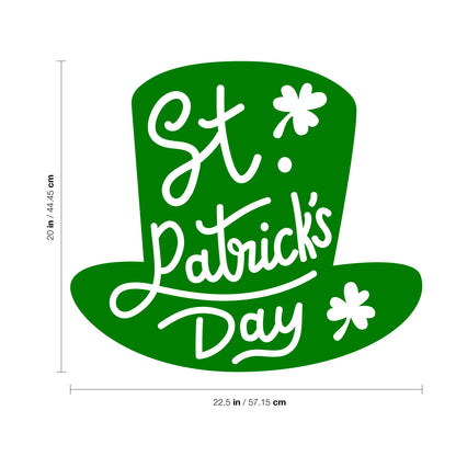 St Patrick’s Day Vinyl Wall Art Decal - St Patrick’s Day Hat Only - 20" x 22.5" - St Patty’s Holiday Modern Coffee Shop Home Living Room Bedroom Apartment Office Work Decor