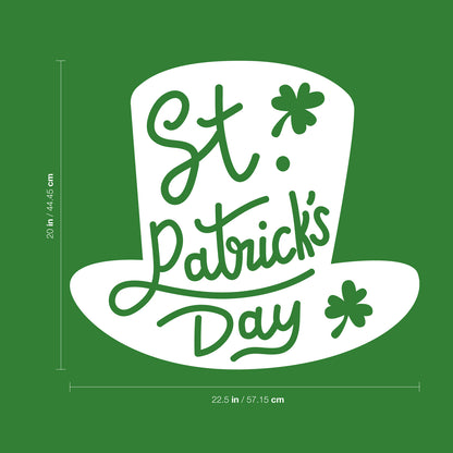 St Patrick’s Day Vinyl Wall Art Decal - St Patrick’s Day Hat Only - 20" x 22.5" - St Patty’s Holiday Modern Coffee Shop Home Living Room Bedroom Apartment Office Work Decor