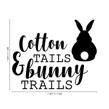 Easter Day Vinyl Wall Art Decal - Cotton Tails and Bunny Trails - 19" x 23" - Resurrection Sunday Pascha Holiday Modern Home Living Room Bedroom Apartment Office Work Decor