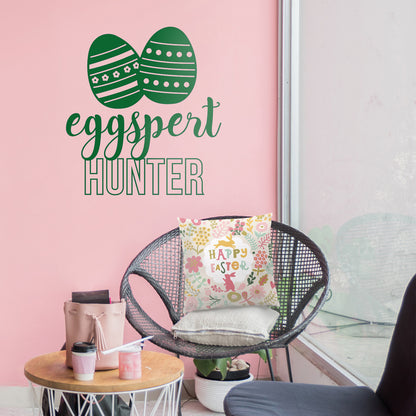 Easter Day Vinyl Wall Art Decal - Eggspert Hunter - 25" x 23" - Eggs Resurrection Sunday Pascha Holiday Modern Cute Home Living Room Bedroom Apartment Nursery Playroom Decor